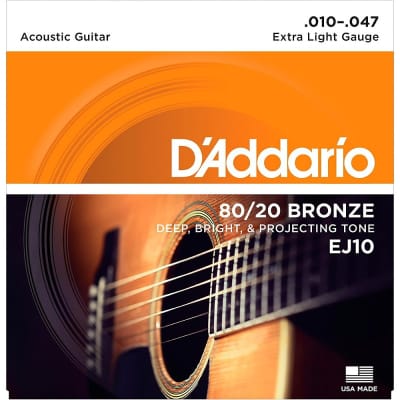 D'addario EJ10 80/20 Bronze Acoustic Guitar Strings