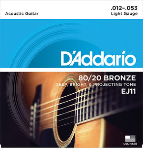 D'addario EJ11 80/20 Bronze Acoustic Guitar Strings
